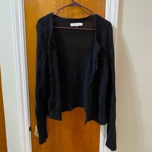Black fringe cardigan LOFT